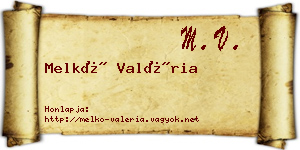 Melkó Valéria névjegykártya