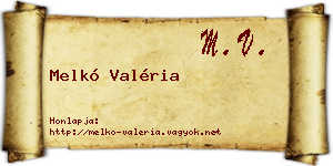 Melkó Valéria névjegykártya